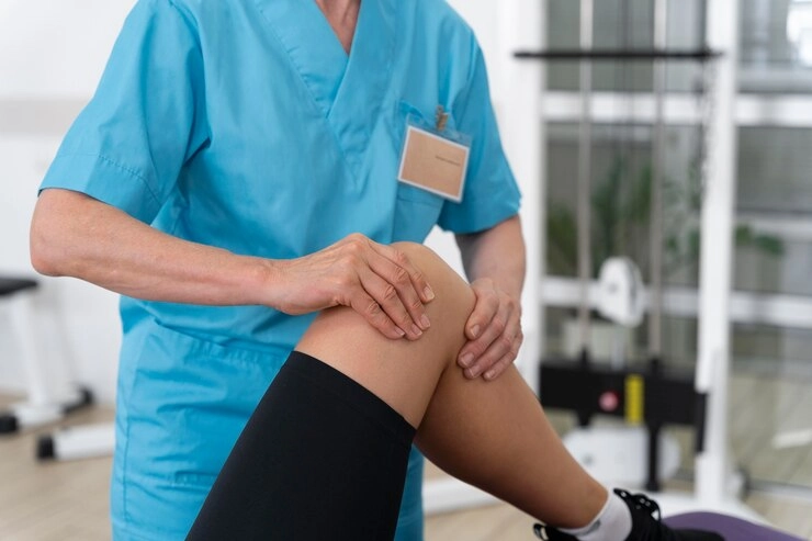 علت درد پا از زانو به پایین - پزشک در حال معاینه زانوی بیمار 