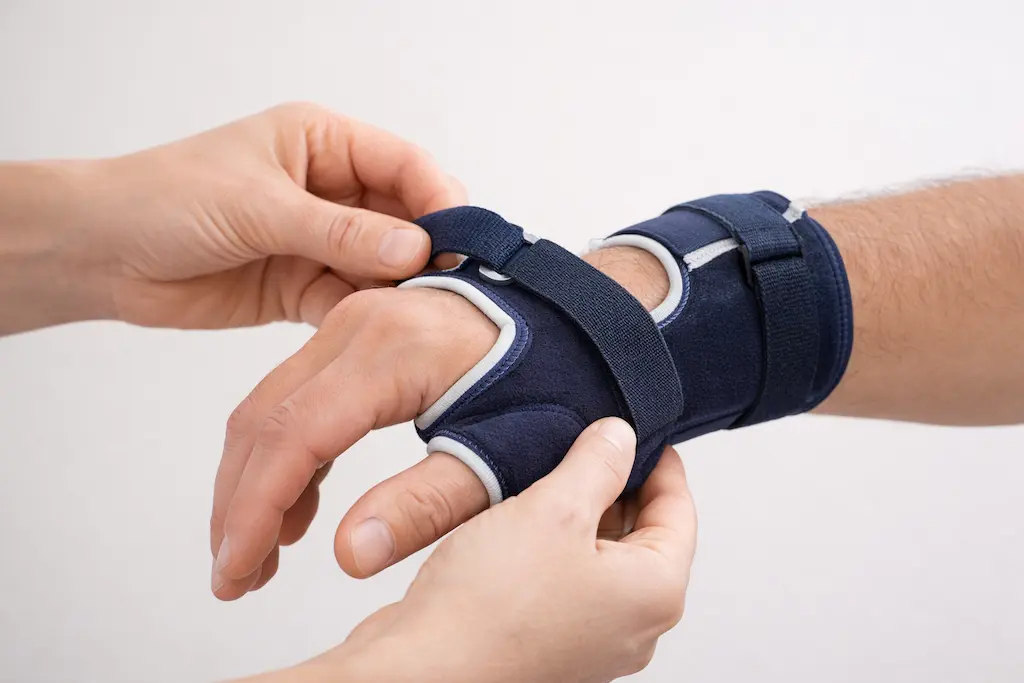 فیزیوتراپی تونل کارپال با استفاده از مچ‌بند طبی برای کاهش فشار عصب مچ دست