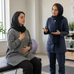 مشاوره فیزیوتراپی برای یبوست و کف لگن و بررسی علائم بیمار در کلینیک